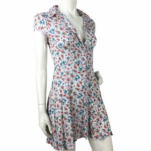 LF Rumor Boutique Floral Collared Button Up Fit and Flare Mini Dress NWT